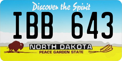 ND license plate IBB643