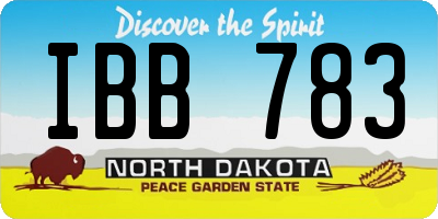 ND license plate IBB783