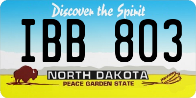 ND license plate IBB803