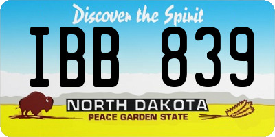 ND license plate IBB839