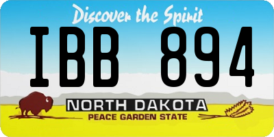 ND license plate IBB894