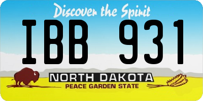 ND license plate IBB931