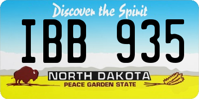 ND license plate IBB935