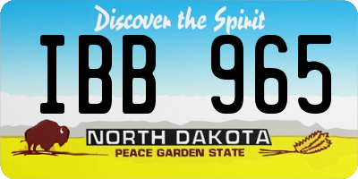 ND license plate IBB965