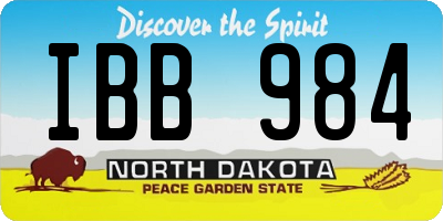 ND license plate IBB984