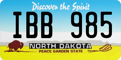 ND license plate IBB985