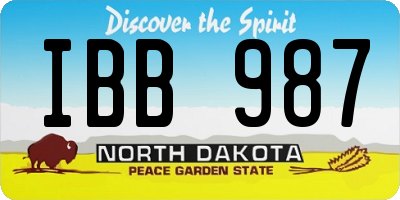 ND license plate IBB987