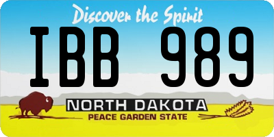 ND license plate IBB989