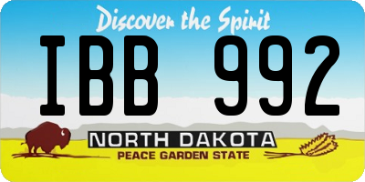 ND license plate IBB992