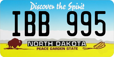 ND license plate IBB995