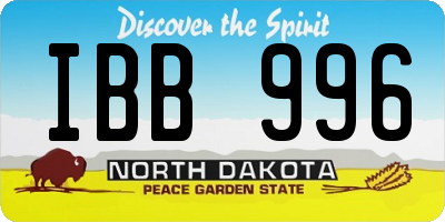 ND license plate IBB996
