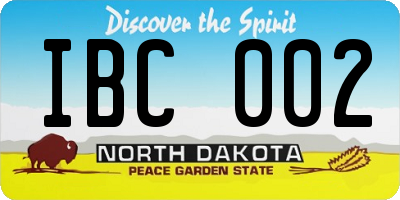 ND license plate IBC002