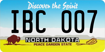 ND license plate IBC007