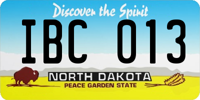 ND license plate IBC013