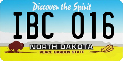 ND license plate IBC016