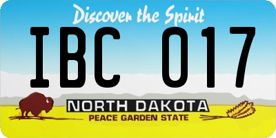 ND license plate IBC017