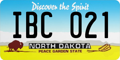 ND license plate IBC021