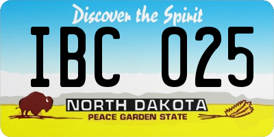 ND license plate IBC025