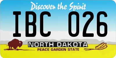ND license plate IBC026