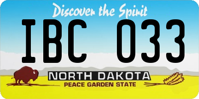 ND license plate IBC033
