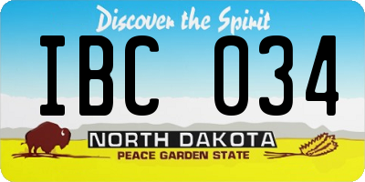 ND license plate IBC034