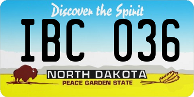 ND license plate IBC036