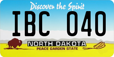 ND license plate IBC040