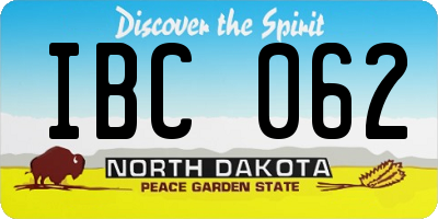 ND license plate IBC062