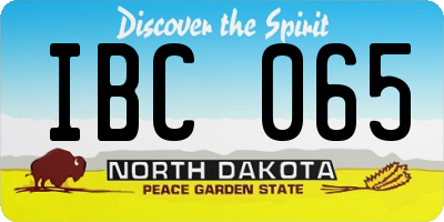 ND license plate IBC065