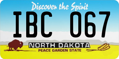 ND license plate IBC067