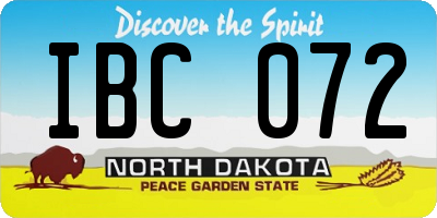 ND license plate IBC072