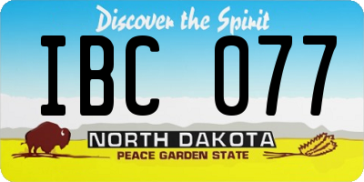 ND license plate IBC077