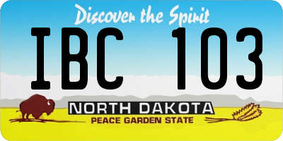 ND license plate IBC103