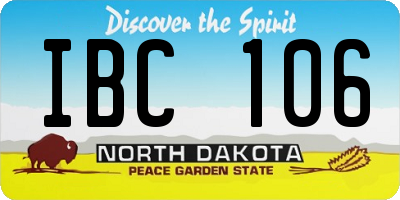 ND license plate IBC106