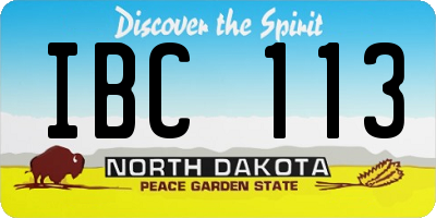 ND license plate IBC113