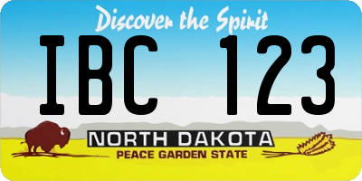 ND license plate IBC123