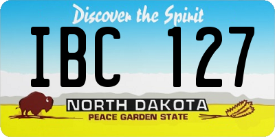 ND license plate IBC127