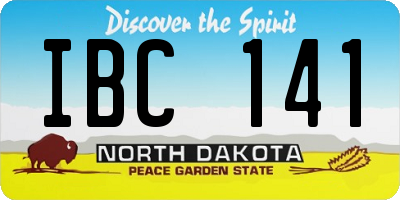 ND license plate IBC141