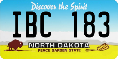 ND license plate IBC183
