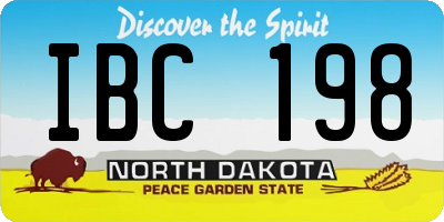ND license plate IBC198