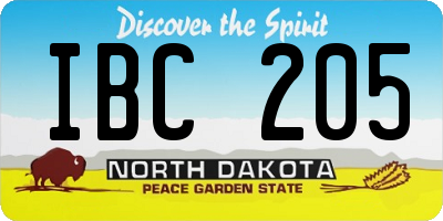 ND license plate IBC205