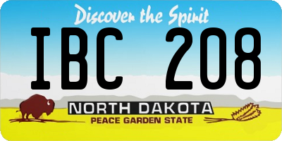 ND license plate IBC208