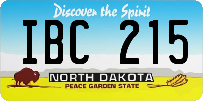 ND license plate IBC215