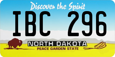 ND license plate IBC296
