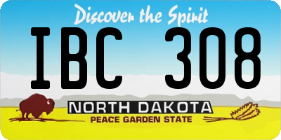 ND license plate IBC308