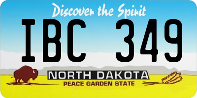 ND license plate IBC349