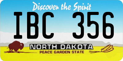 ND license plate IBC356