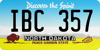 ND license plate IBC357