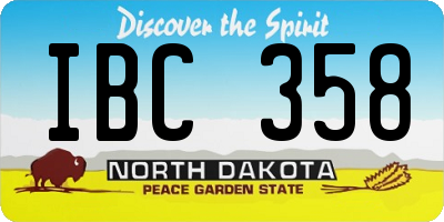 ND license plate IBC358