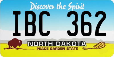 ND license plate IBC362